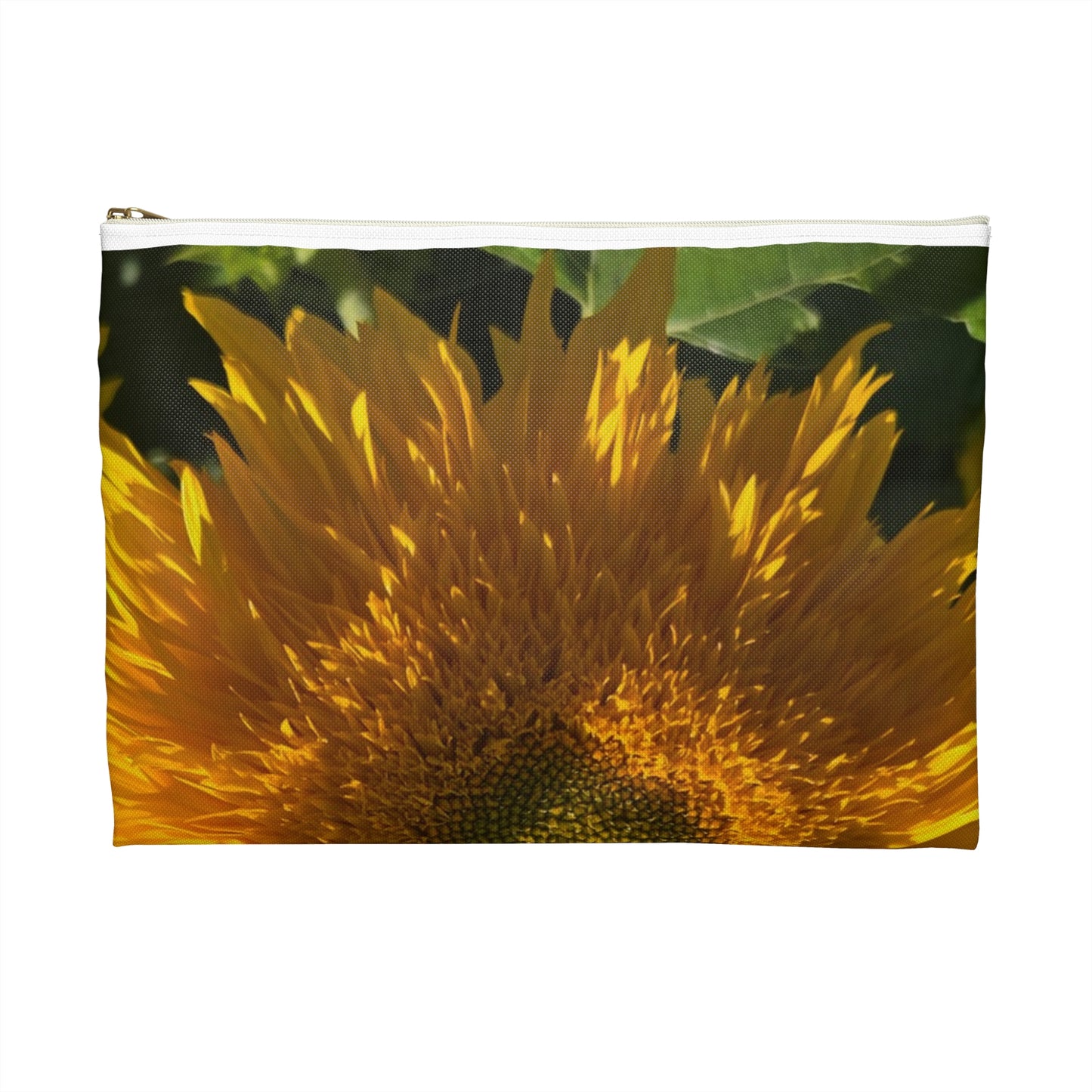 Sunflower Bee Accessory Pouch — Floral Zip Cosmetic Bag