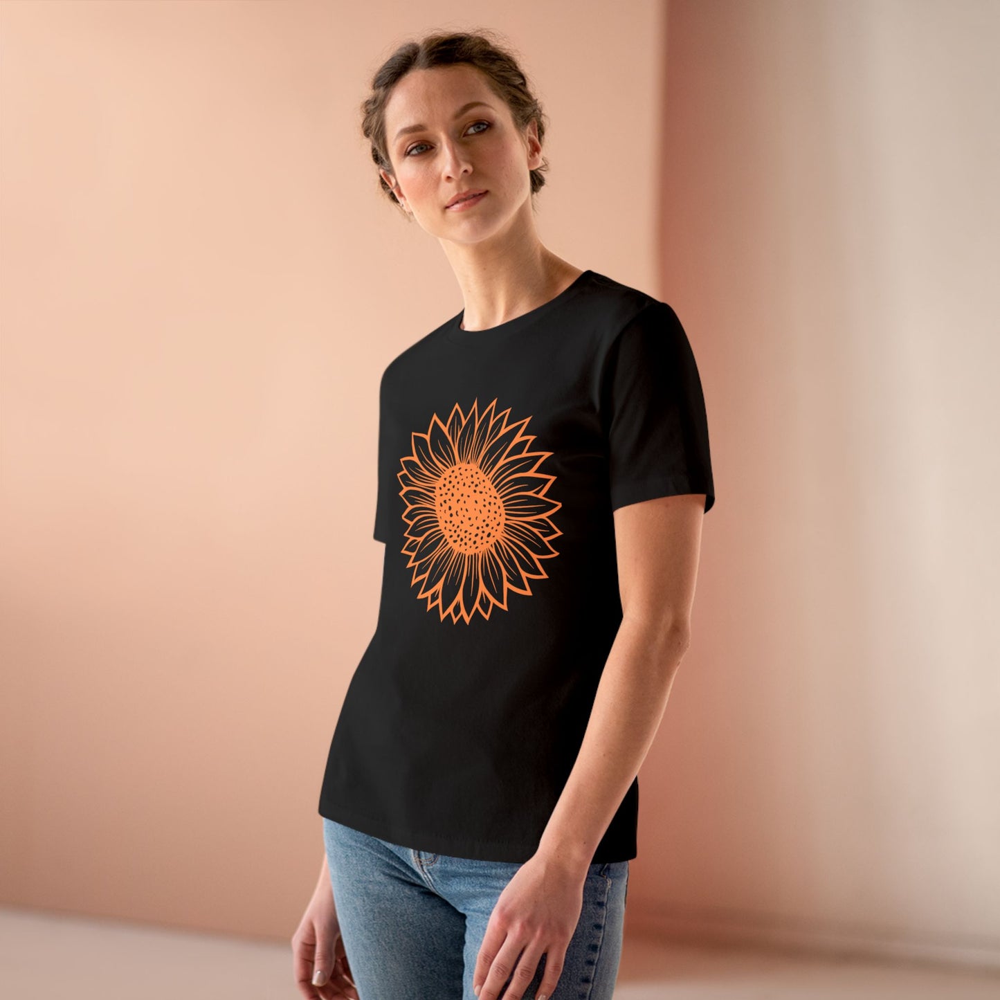 Women's Sunflower Cotton Tee, Floral T-Shirt, Summer Shirt, Gift for Her, Casual Style, Eco-Friendly Tee