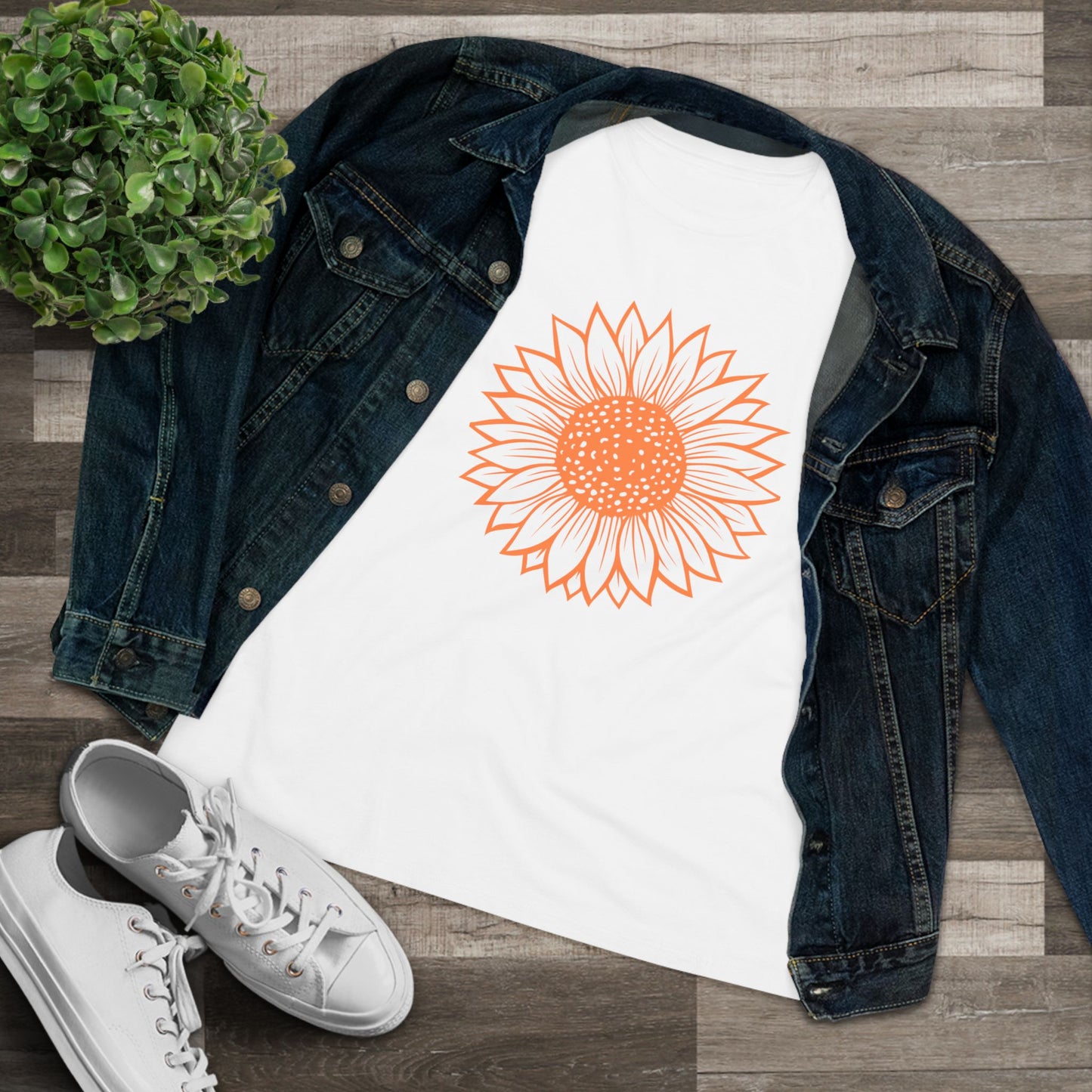 Women's Sunflower Cotton Tee, Floral T-Shirt, Summer Shirt, Gift for Her, Casual Style, Eco-Friendly Tee
