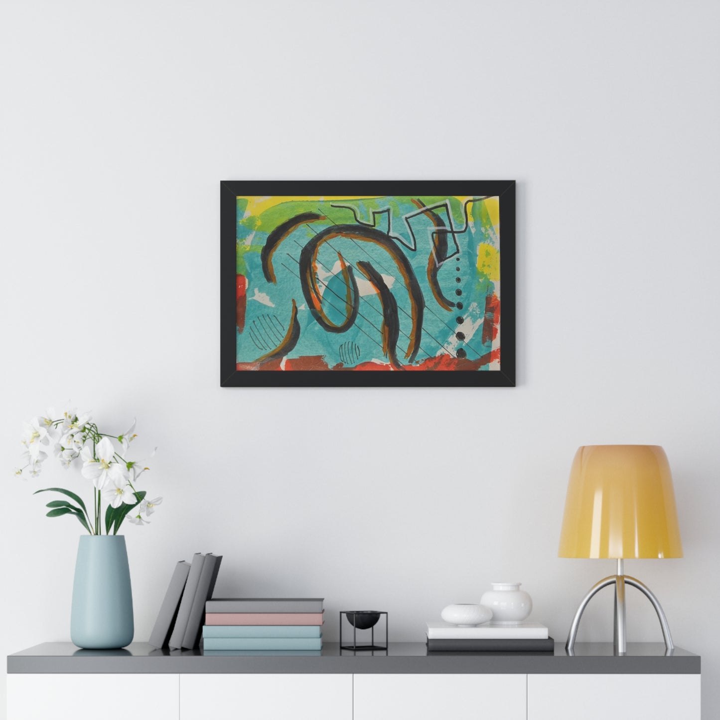 Ebb and Flow Poster Turquoise Abstract Brushstroke