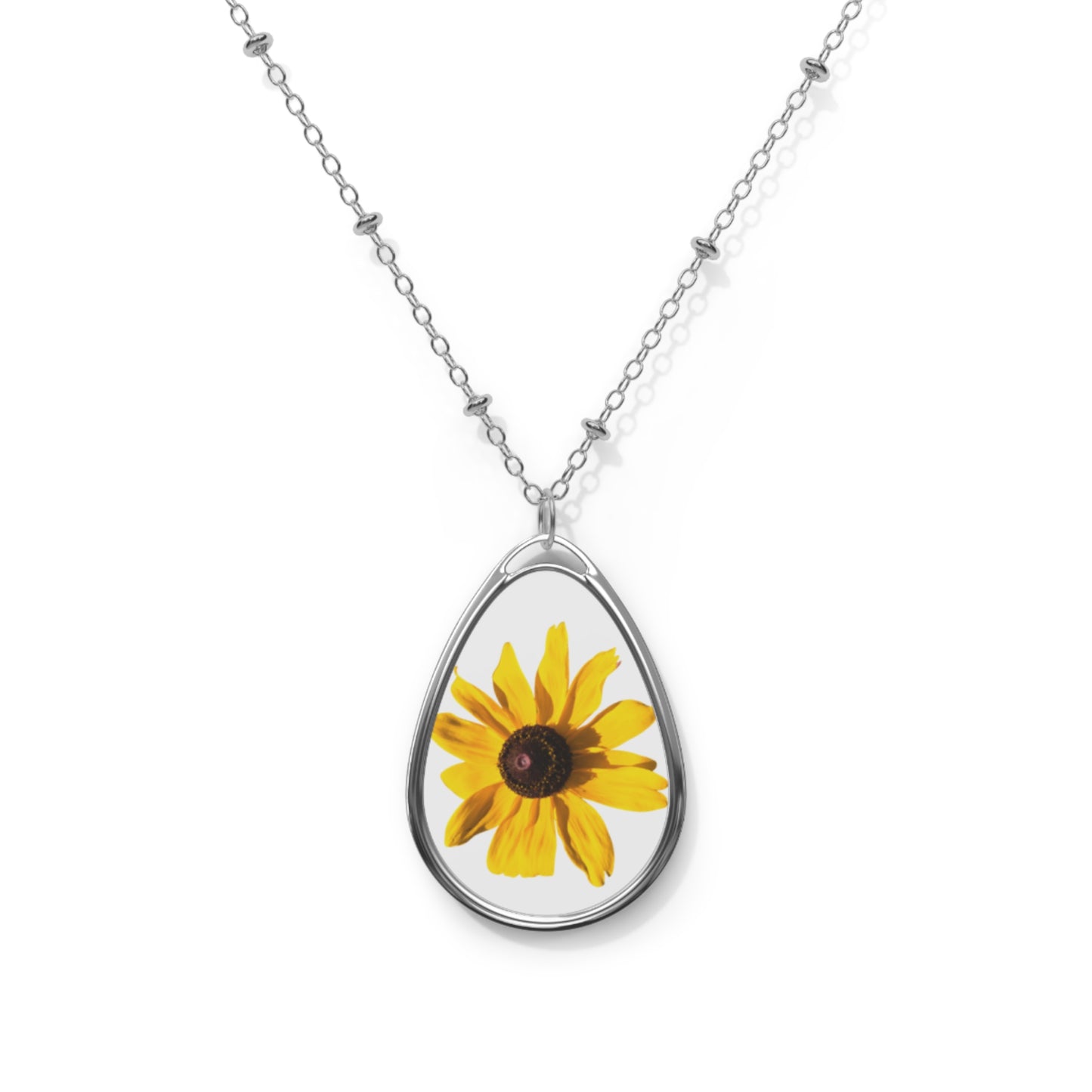 Yellow Daisy Pendant Necklace — Real Flower Photography Floral Oval Necklace