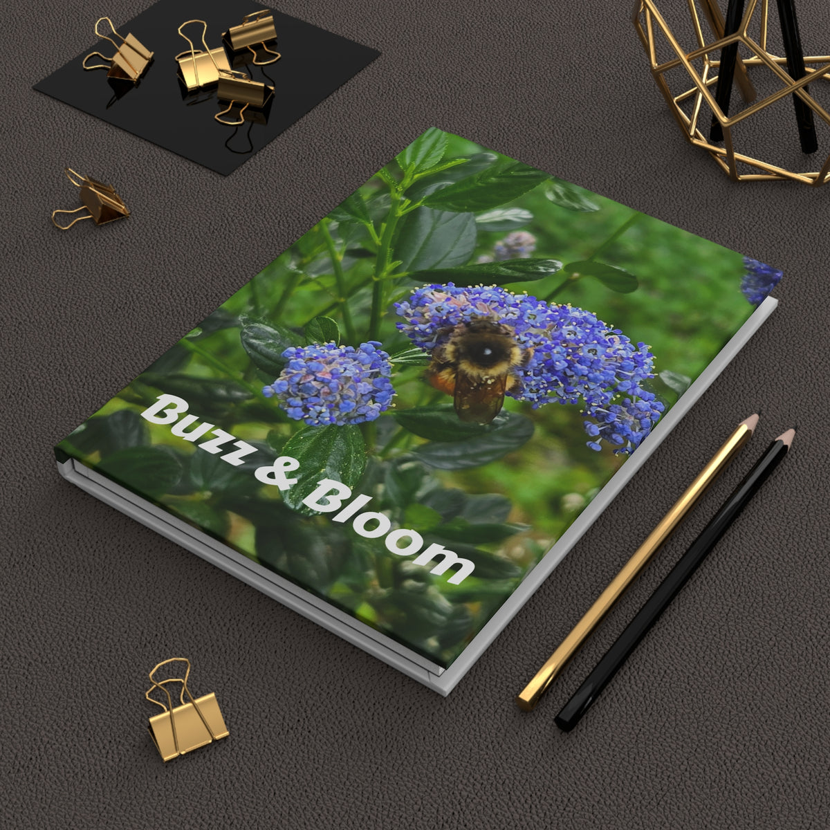 Buzz & Bloom Hardcover Journal — Lined Garden & Bee Notebook for Growth, Goals, and Productivity