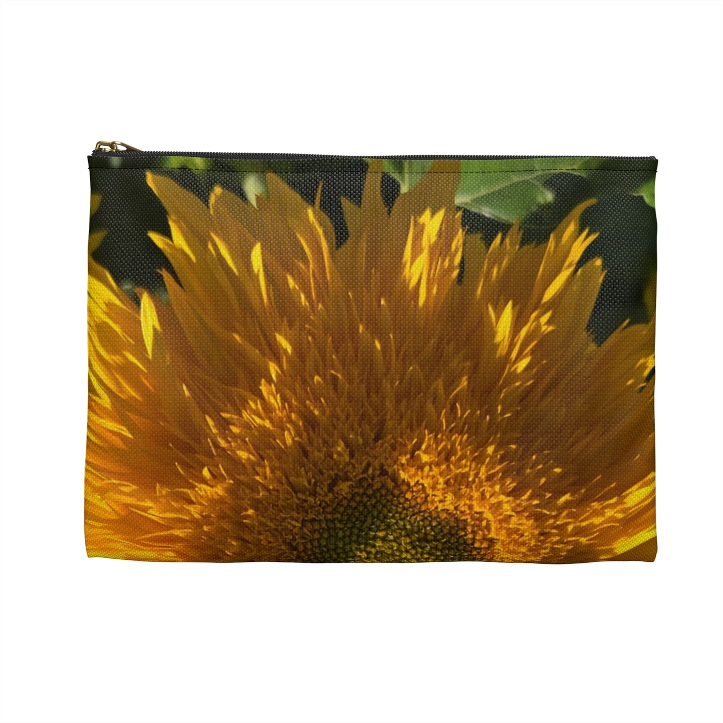 Sunflower Bee Accessory Pouch — Floral Zip Cosmetic Bag