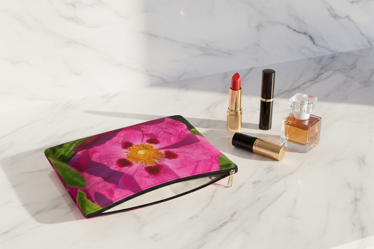 Pink Rockrose Floral Accessory Pouch