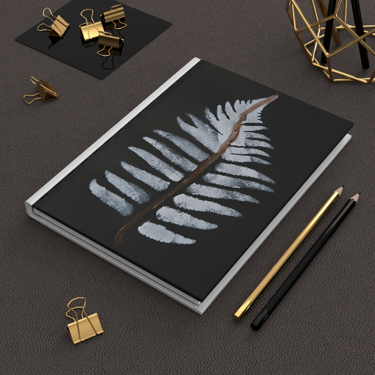 Fern Silhouette Hardcover Journal — Lined Matte Notebook for Nature Lovers