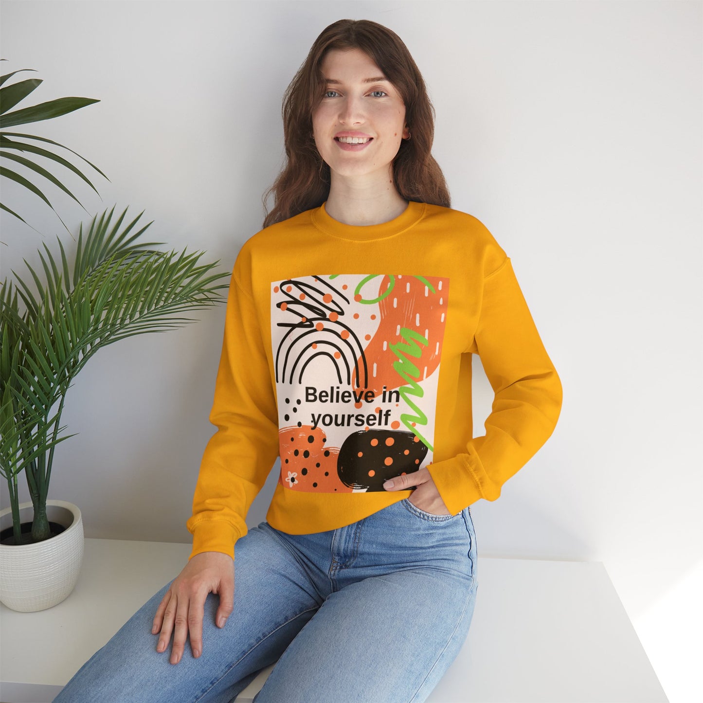 Crewneck Sweatshirt Believe in Yourself Abstract Design