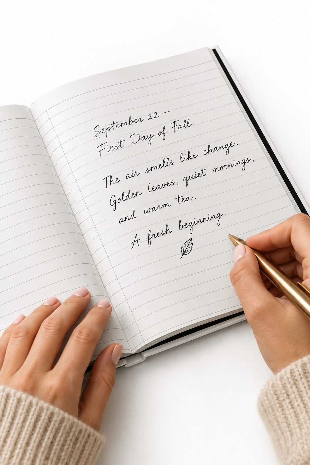 Fall Vibes Hardcover Journal — Lined Autumn Leaf Notebook