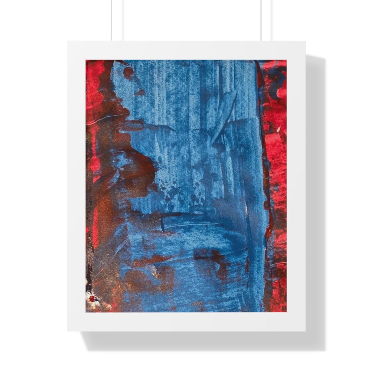 Interplay I Framed Poster — Red and Blue Abstract Wall Art