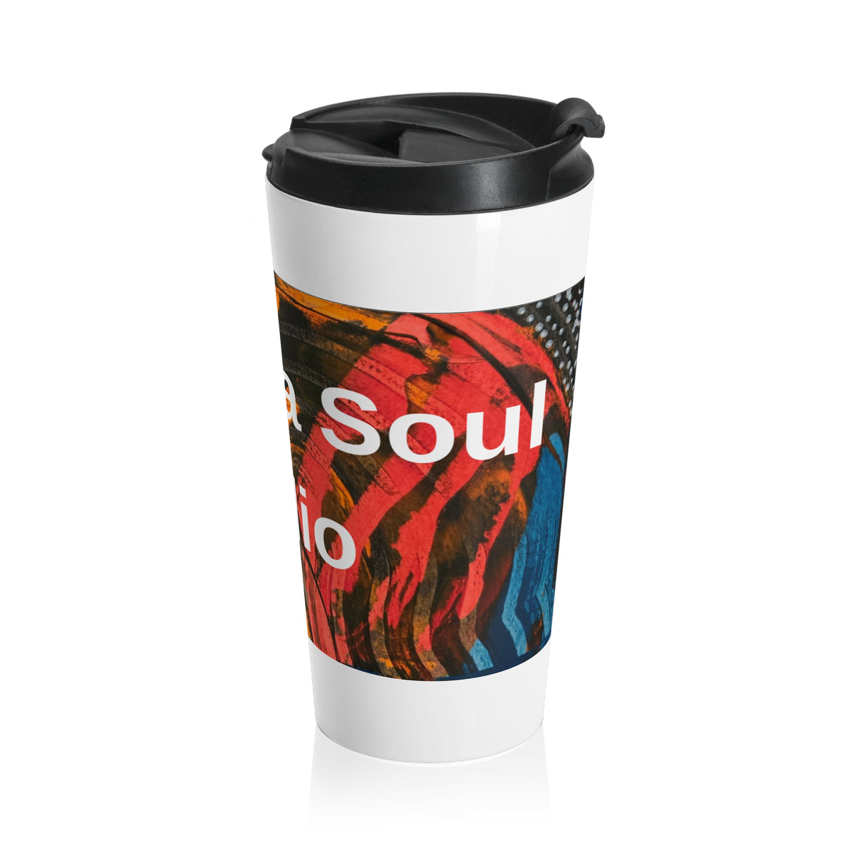 Abstract Art Travel Mug — Colorful Painterly 'Creative Studio' Stainless Steel Tumbler
