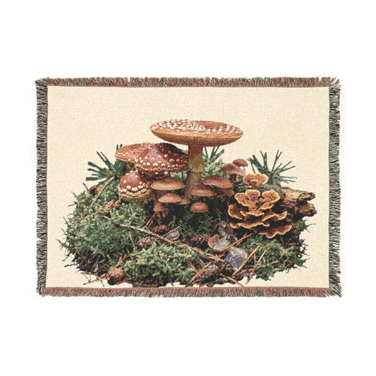 Mushroom Bouquet Woven Blanket - personalization available