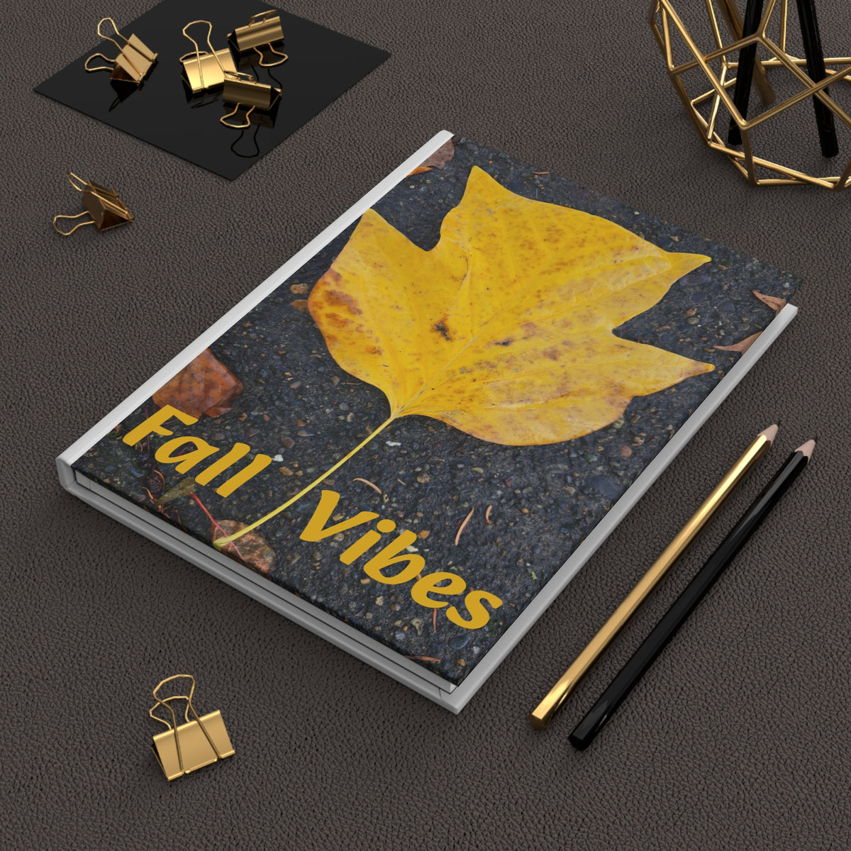 Fall Vibes Hardcover Journal — Lined Autumn Leaf Notebook