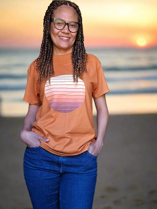 Sunset Stripes Unisex Ultra Cotton Tee, Casual Wear, Gifts for Her, Gifts for Him, Summer Fashion, Eco-Friendly Tee