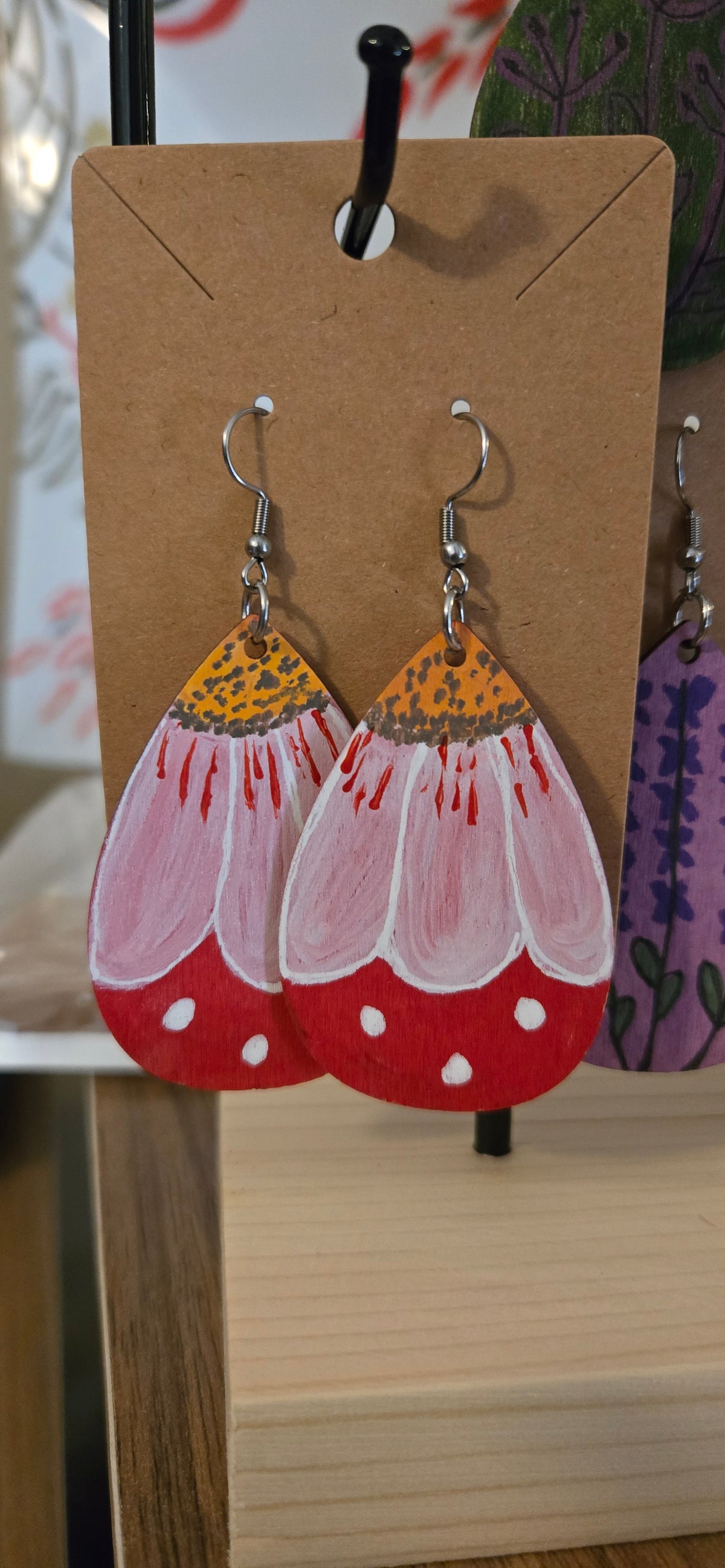 Pink Coneflower Statement Dangles