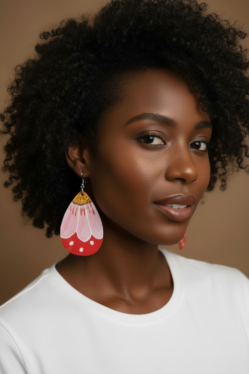 Pink Coneflower Statement Dangles