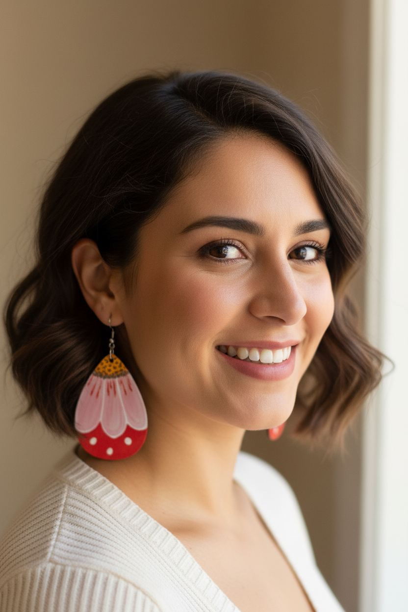Pink Coneflower Statement Dangles