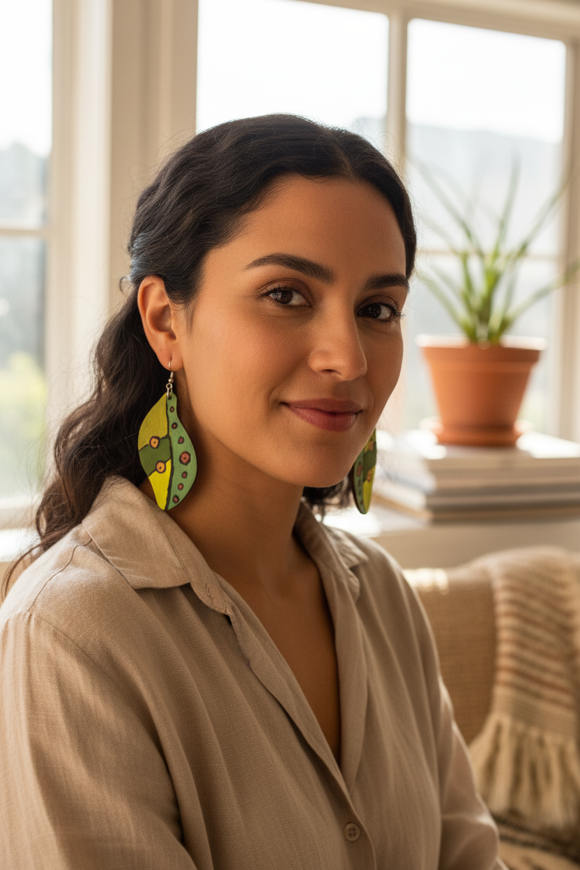 Botanical Wings Hand-Painted Earrings