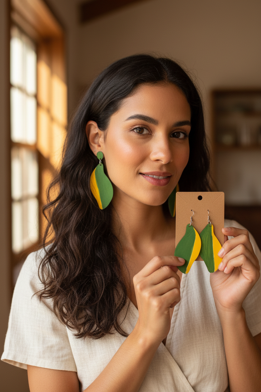 Botanical Wings Hand-Painted Earrings