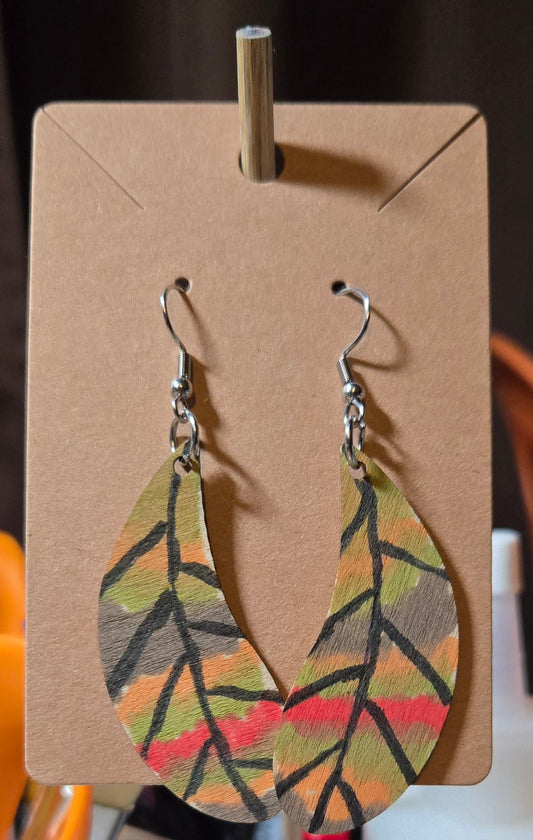 Harvest Leaf Wooden Earrings