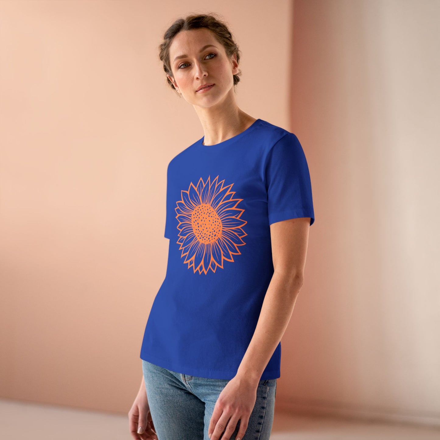 Women's Sunflower Cotton Tee, Floral T-Shirt, Summer Shirt, Gift for Her, Casual Style, Eco-Friendly Tee