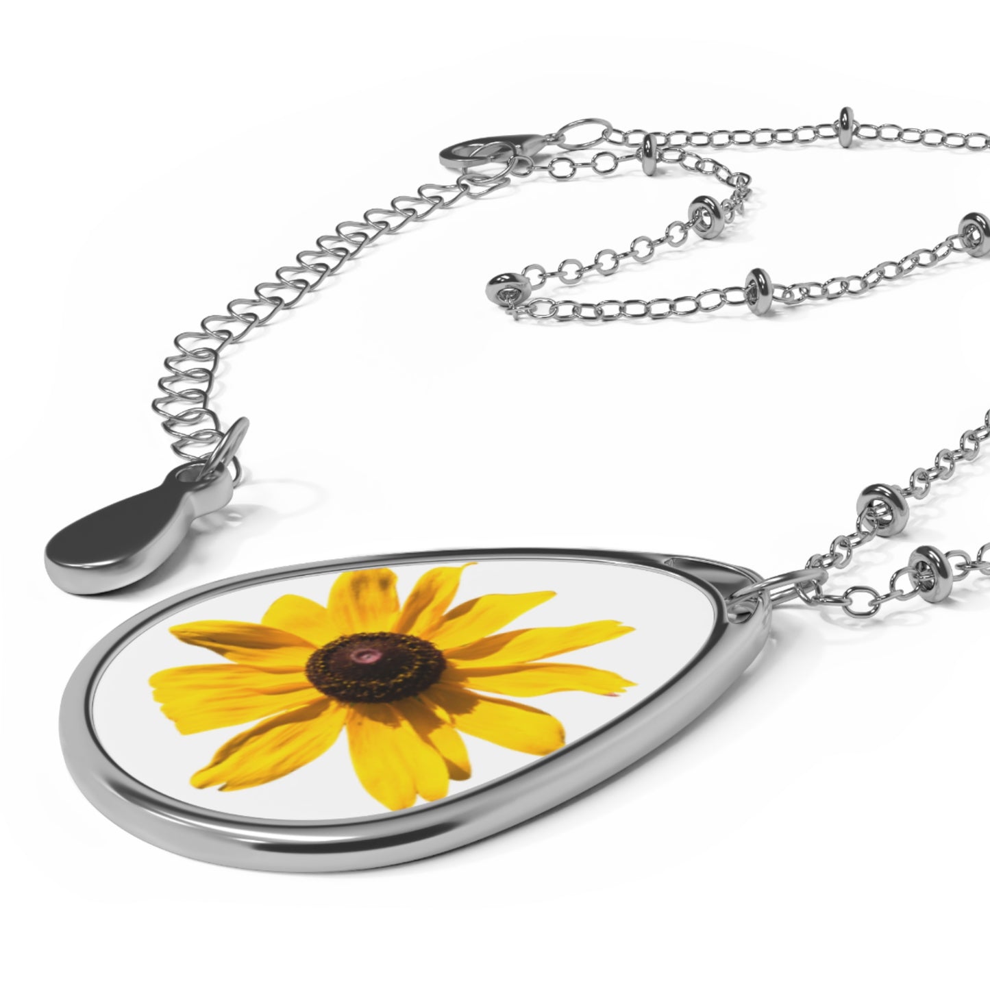 Yellow Daisy Pendant Necklace — Real Flower Photography Floral Oval Necklace