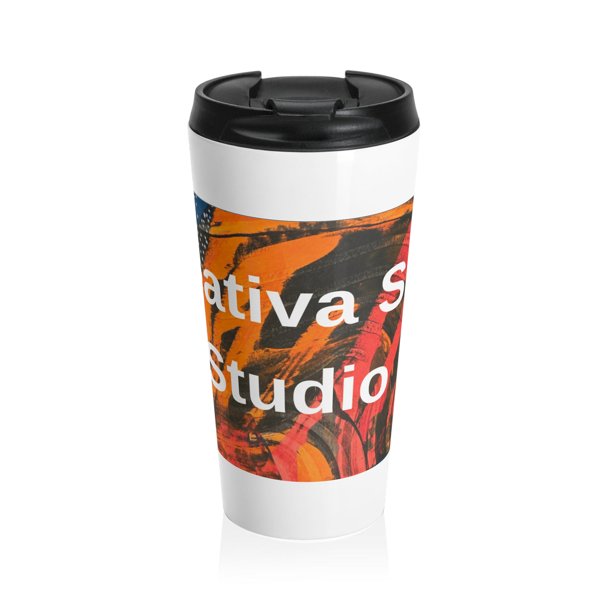 Abstract Art Travel Mug — Colorful Painterly 'Creative Studio' Stainless Steel Tumbler