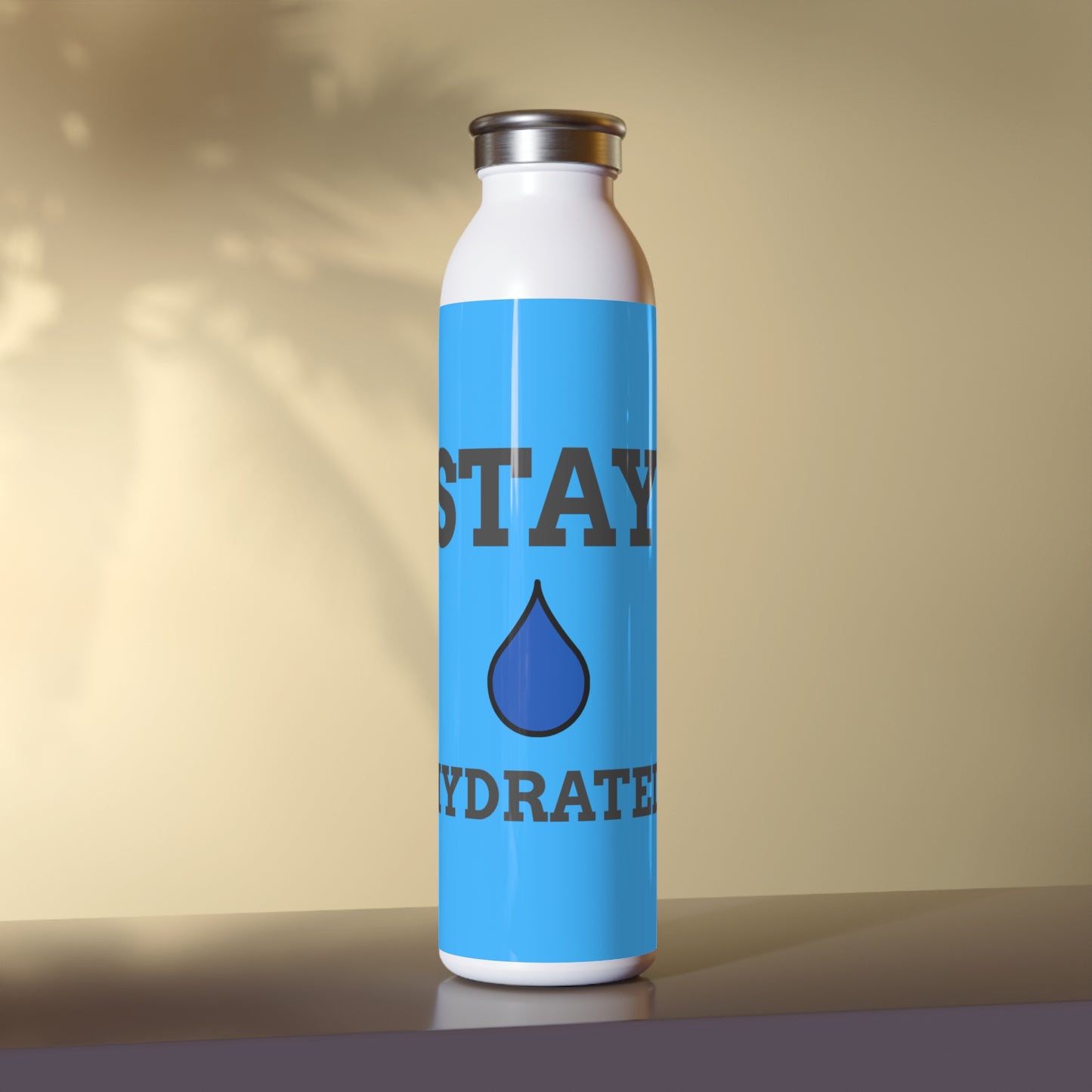 Stay Hydrated Slim Water Bottle — Blue Motivational Stainless Steel Bottle