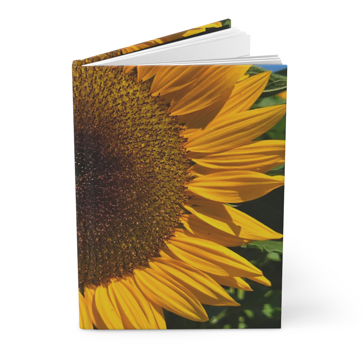 Sunflower Hardcover Journal — Lined Matte Notebook for Notes & Gratitude