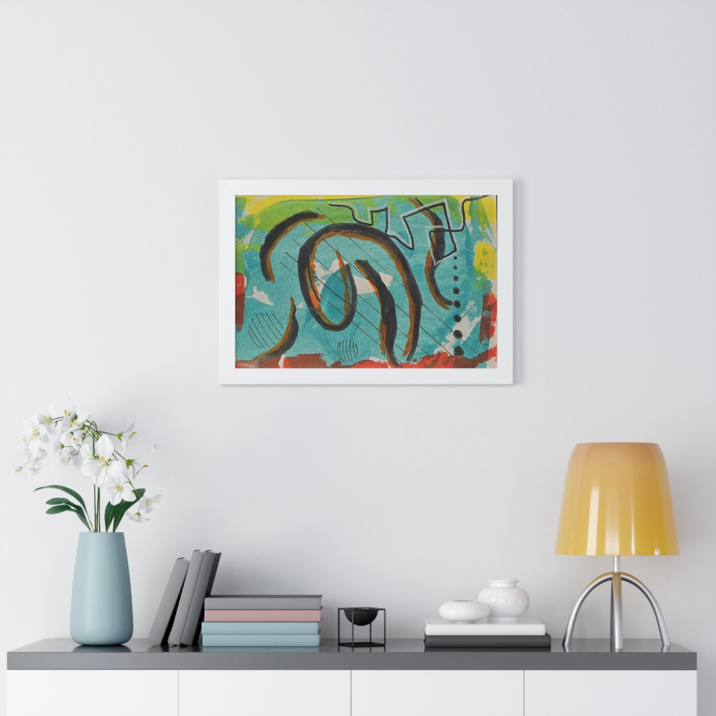 Ebb and Flow Poster Turquoise Abstract Brushstroke