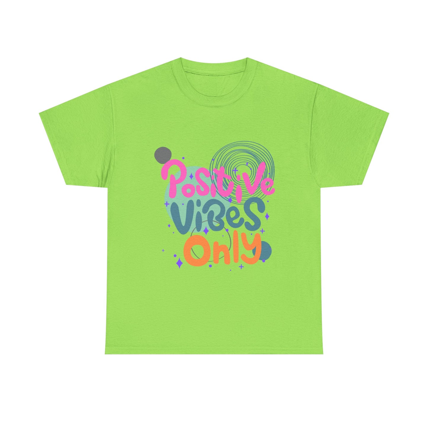 Graphic Tee - Colorful Abstract Shapes with Positive Vibes Quote