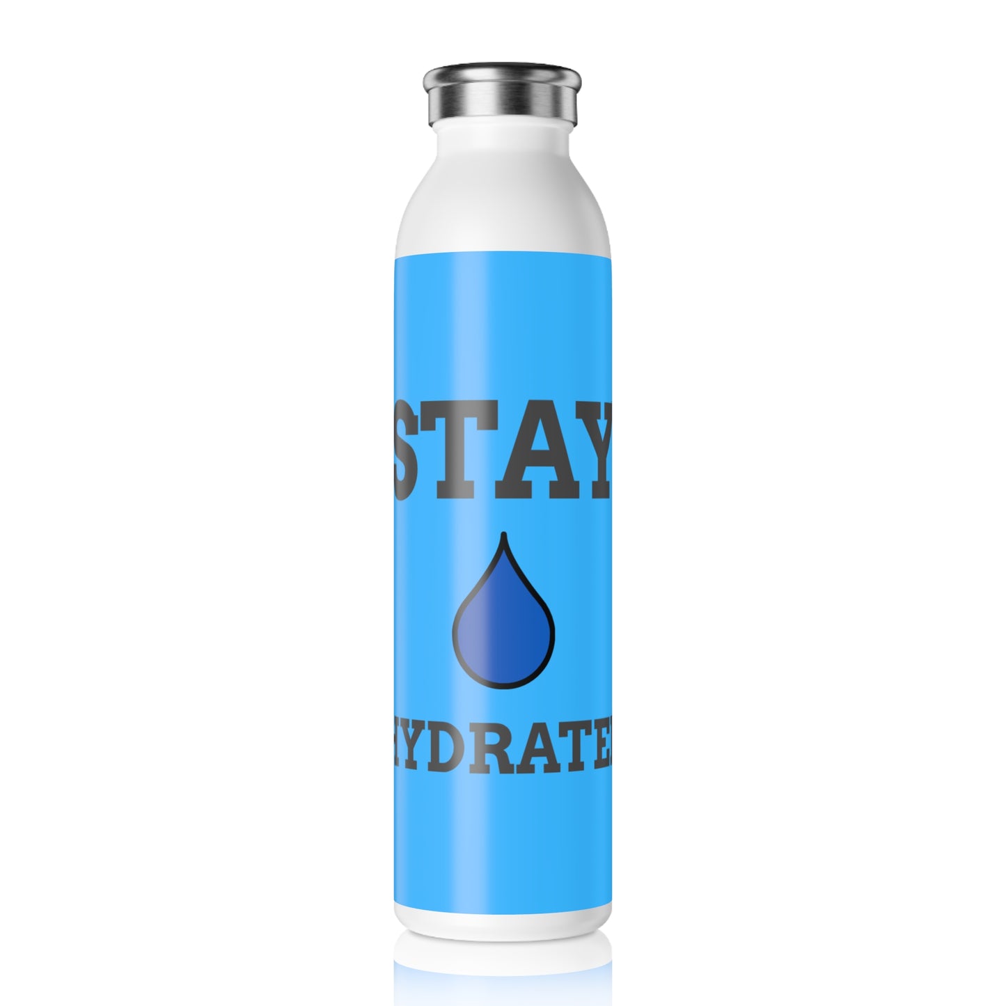 Stay Hydrated Slim Water Bottle — Blue Motivational Stainless Steel Bottle