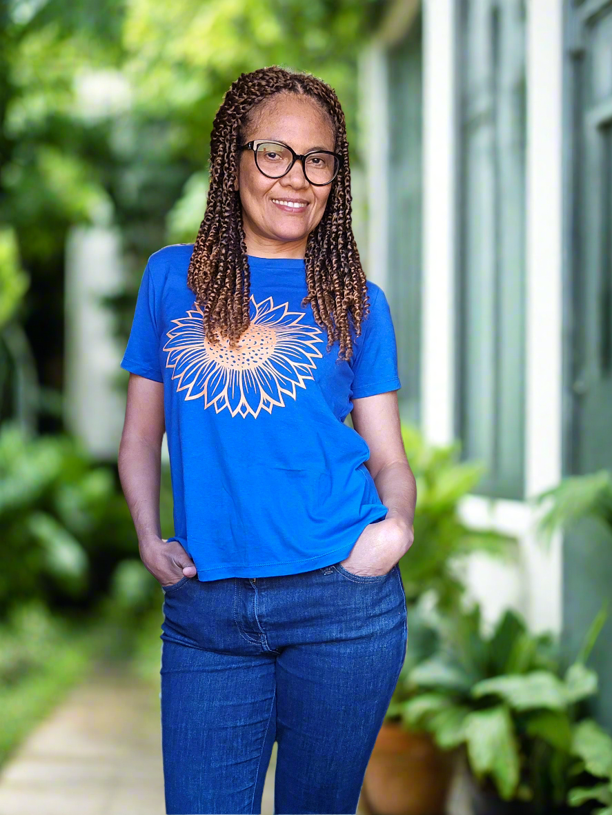 Women's Sunflower Cotton Tee, Floral T-Shirt, Summer Shirt, Gift for Her, Casual Style, Eco-Friendly Tee