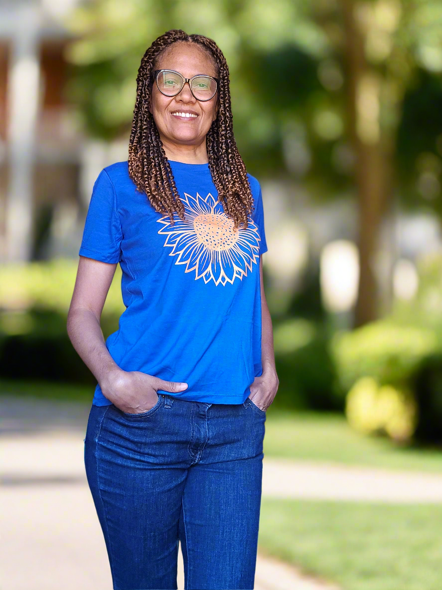 Women's Sunflower Cotton Tee, Floral T-Shirt, Summer Shirt, Gift for Her, Casual Style, Eco-Friendly Tee